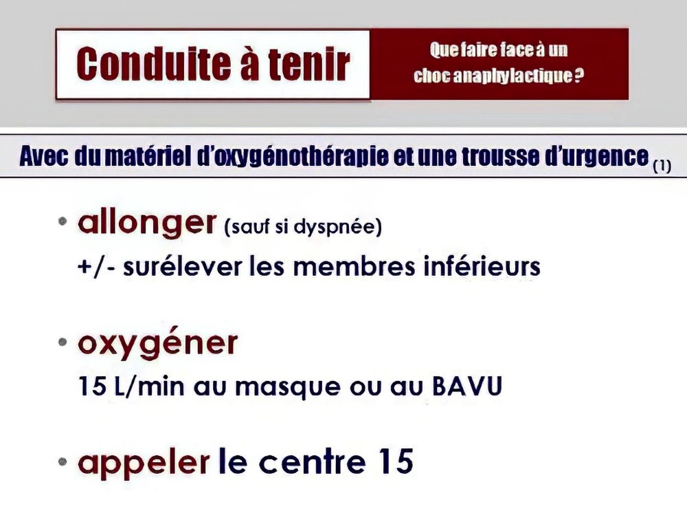 Choc anaphylactique urgence cabinet dentaire